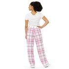 Breast Cancer Awareness Wide-Leg Pink Plaid Pajama Pants