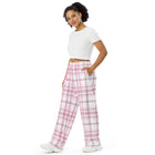 Breast Cancer Awareness Wide-Leg Pink Plaid Pajama Pants