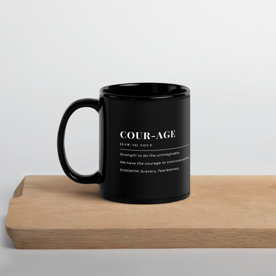 Courage Definition Black Coffee Mug