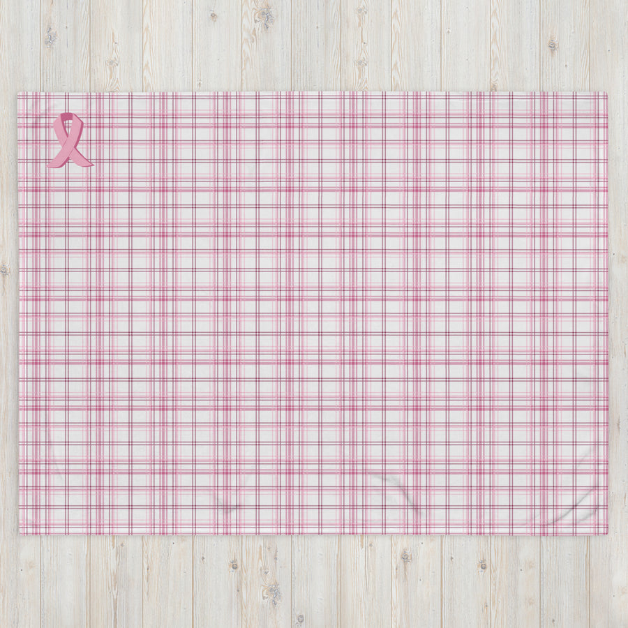 Breast Cancer Awareness Pink Flannel Throw Blanket (60"x80")