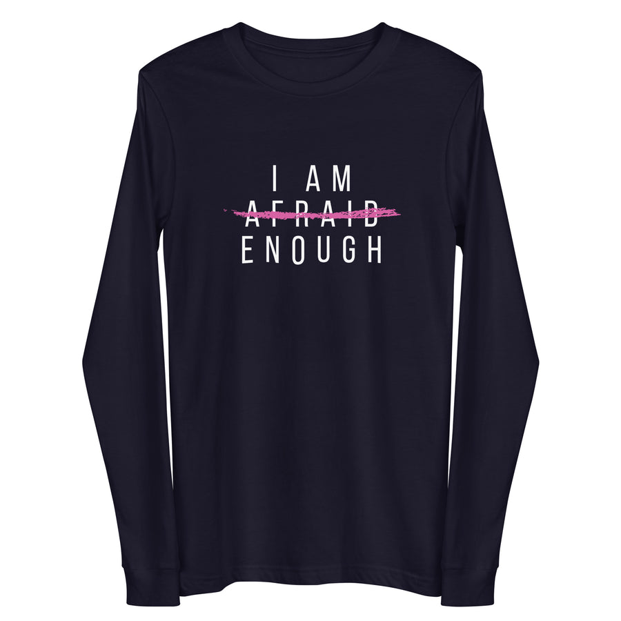 Women's Graphic Long Sleeve Tee for Breast Cancer Awareness- I Am Enough