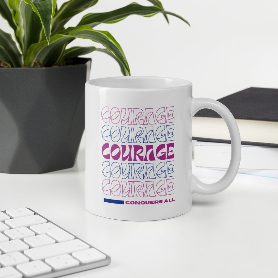 Retro Coffee Mug- Courage Conquers All