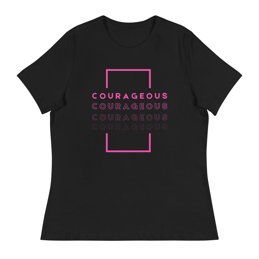 Courageous Women's Pink Graphic T-Shirt for Breast Cancer Awareness