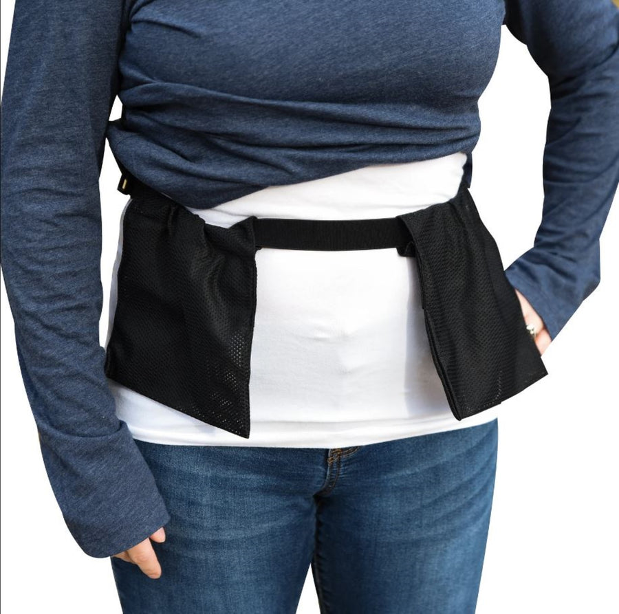 Post-Surgery Drain-Management Belt with Removable Mesh Pockets