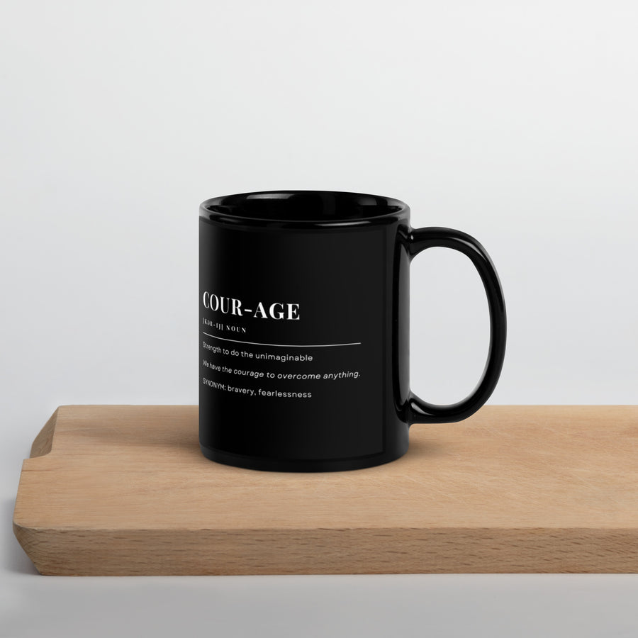 Courage Definition Black Coffee Mug