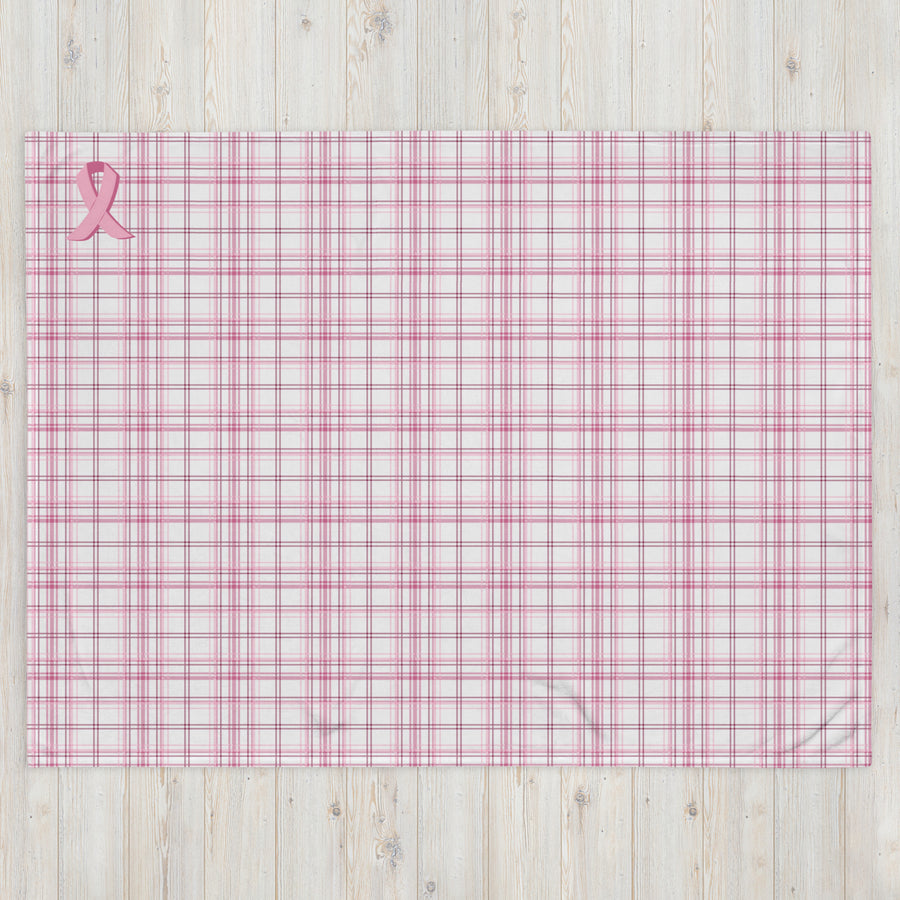 Breast Cancer Awareness Pink Flannel Throw Blanket (60x80)