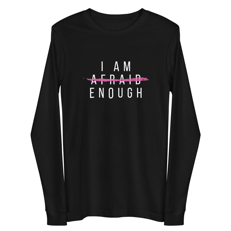 Women's Graphic Long Sleeve Tee for Breast Cancer Awareness- I Am Enough