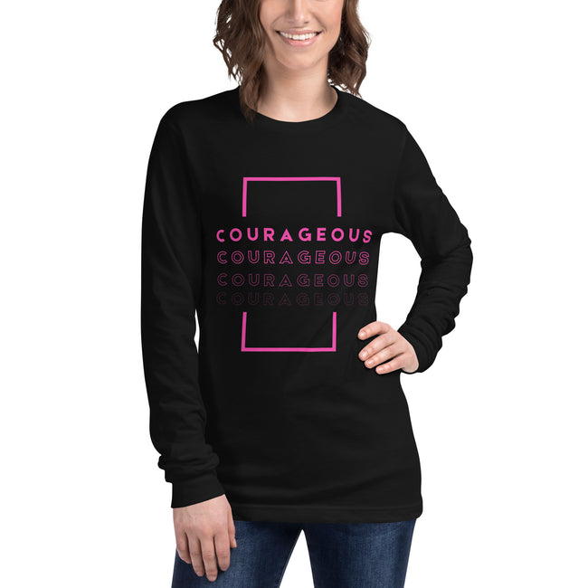 Pink Courageous Long Sleeve Tee for Breast Cancer Awareness