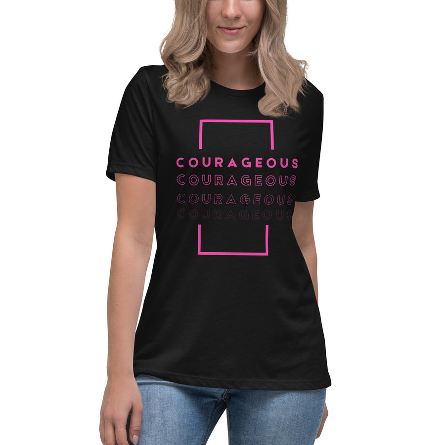 Courageous Women's Pink Graphic T-Shirt for Breast Cancer Awareness